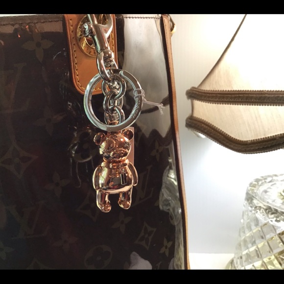 NWT Coach 3D RoseGold Teddy Bear Key Ring Charm - Picture 11 of 14